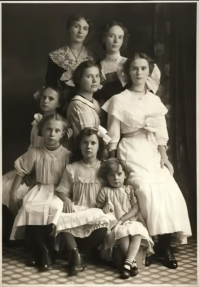 Group photo with restored faces